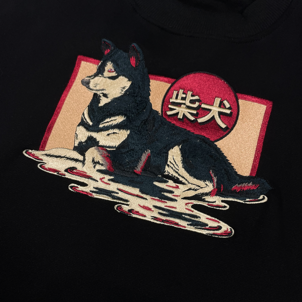 Oversized Embroidered Shiba Inu Sweater