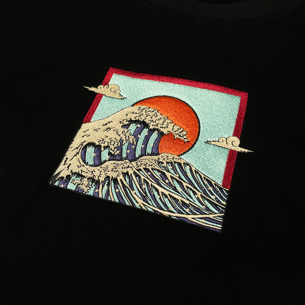 Oversized Embroidered Wave Sweater